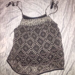 Black and white flow tie tank top